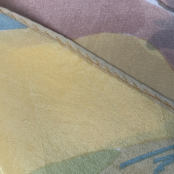 Anne Klein sheer silk scarf yellow floral print - Picture 4 of 5